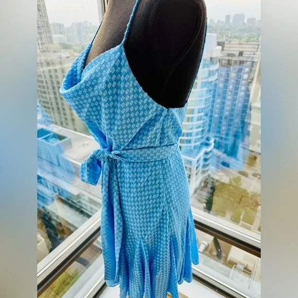 🆕 ALICE + OLIVIA 🧿 NWT Webber Cowl Neck Mini Dress, Blue Paradise - Picture 13 of 17